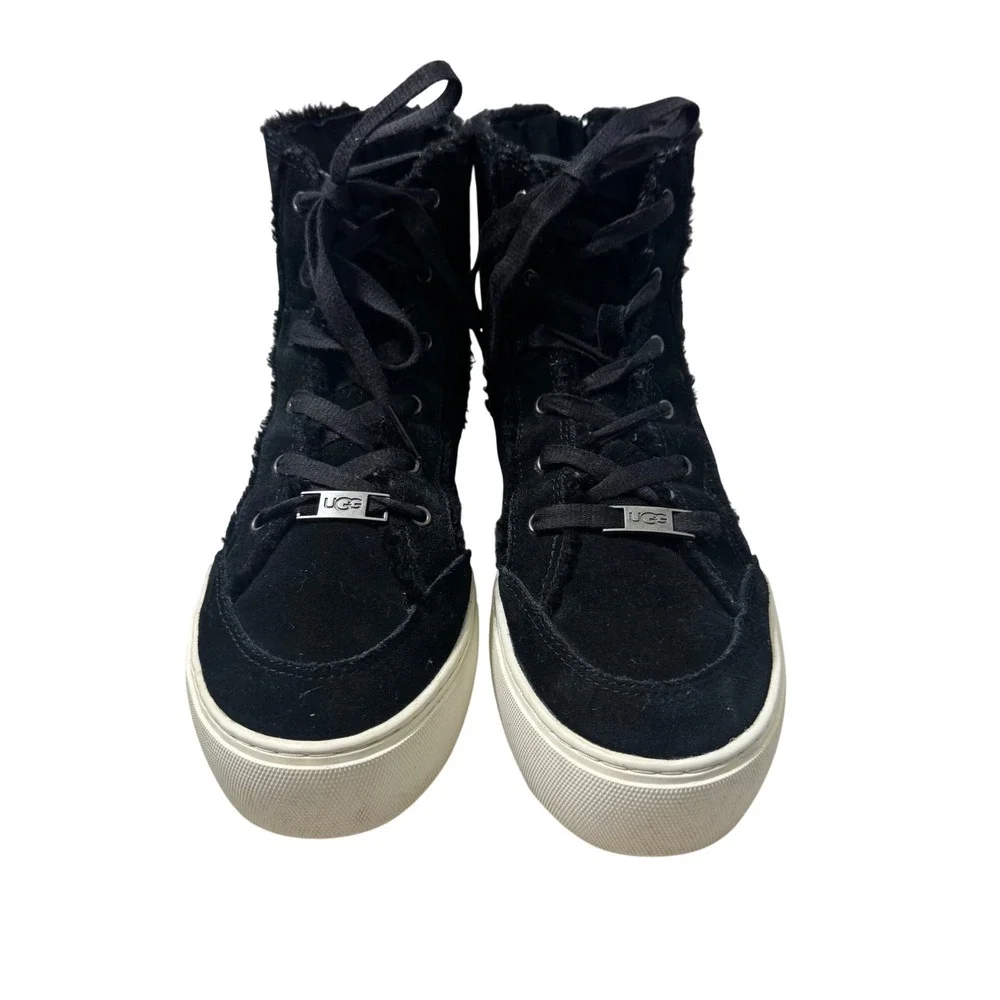 UGG Nuray Platform Sneaker Booties 9 Womens Black Suede High Top